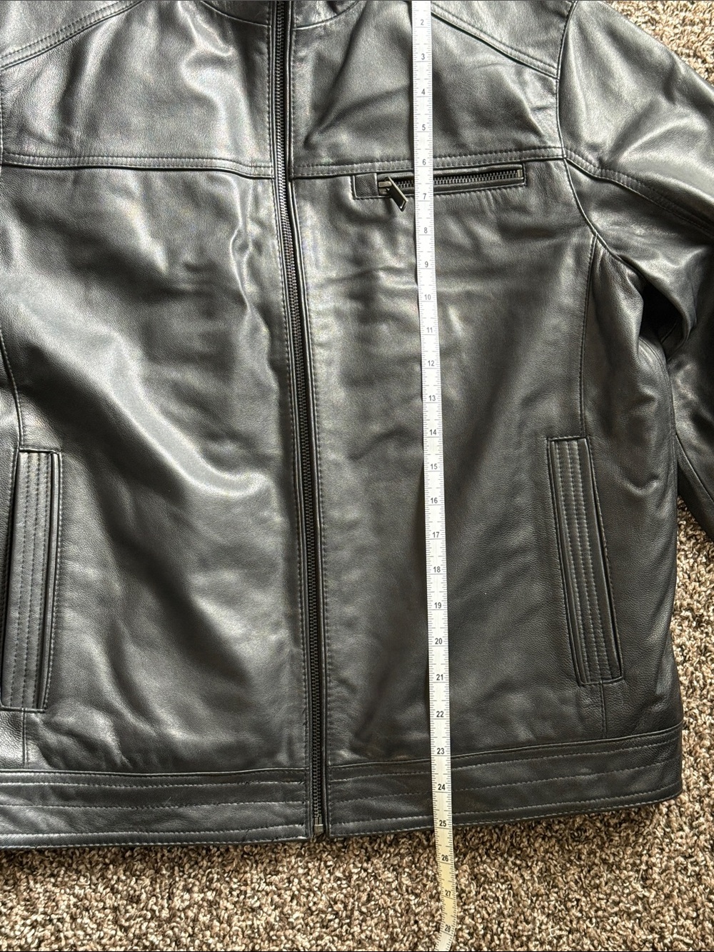 Men's Vintage Black Leather Zip-Up Bomber Jacket - Picture 8 of 9